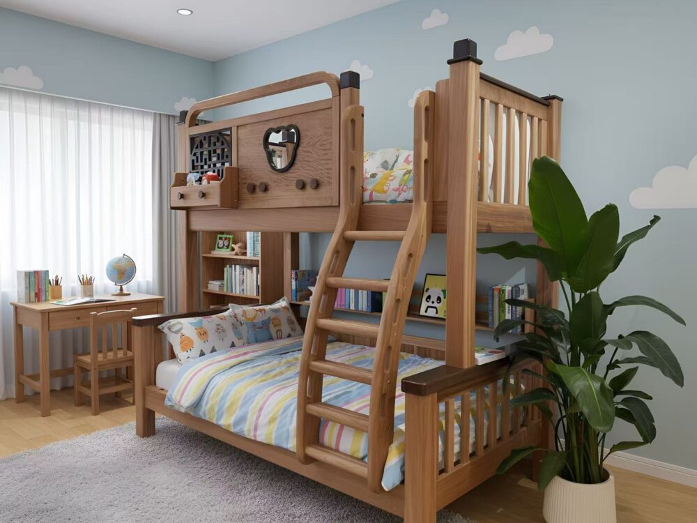 Small Apartment Multifunctional High and Low Bed - Childr...