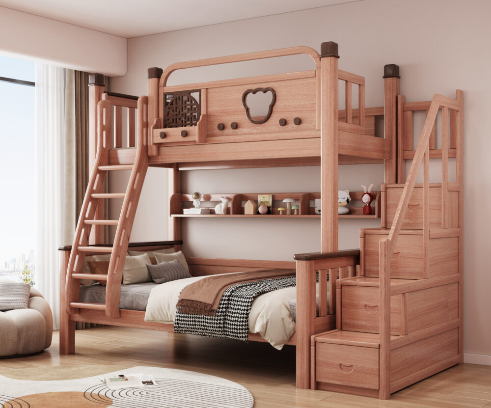 Small Apartment Multifunctional High and Low Bed - Childr...